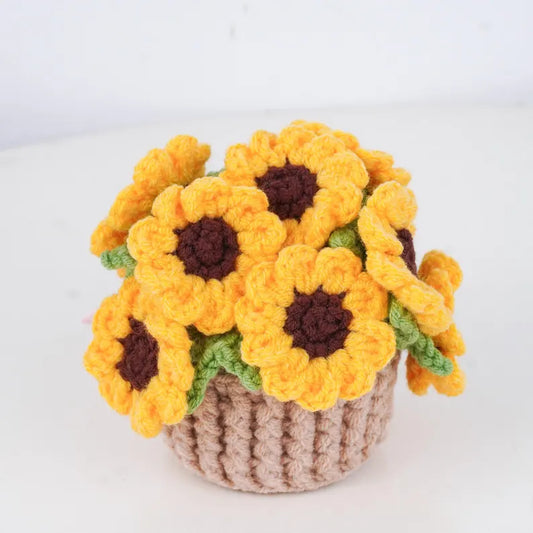 🌻 Crochet Sunshine Into Your Home – Sunflower Pot Pattern PDF