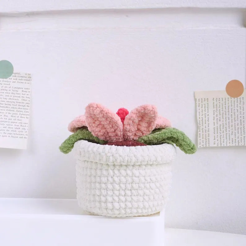 Orchid Flower Pot Crochet Pattern – Elegant, Easy & Everlasting