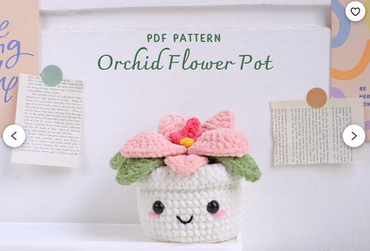 Orchid Flower Pot Crochet Pattern – Elegant, Easy & Everlasting