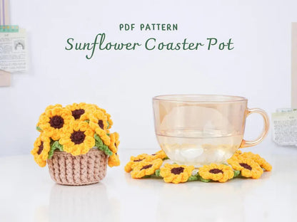 🌻 Crochet Sunshine Into Your Home – Sunflower Pot Pattern PDF