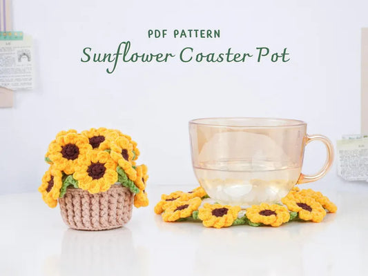 🌻 Crochet Sunshine Into Your Home – Sunflower Pot Pattern PDF