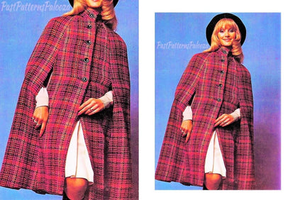 Vintage A-Line Cape Coat Sewing Pattern – 1970s Cloak Style (Digital Download )