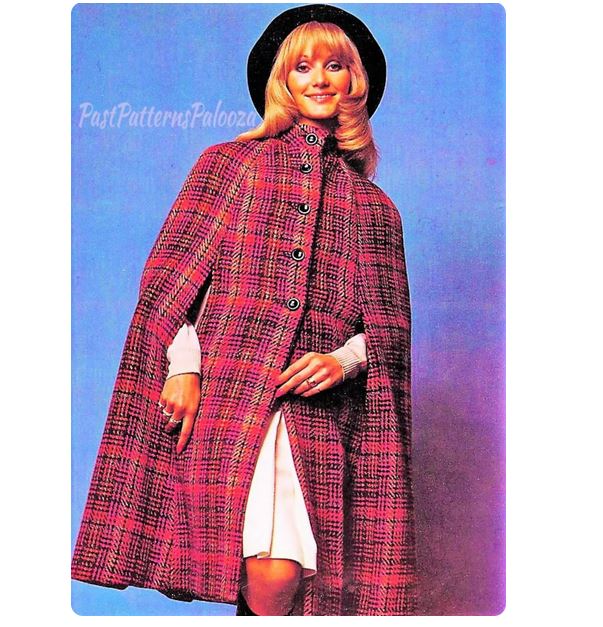 Vintage A-Line Cape Coat Sewing Pattern – 1970s Cloak Style (Digital Download )